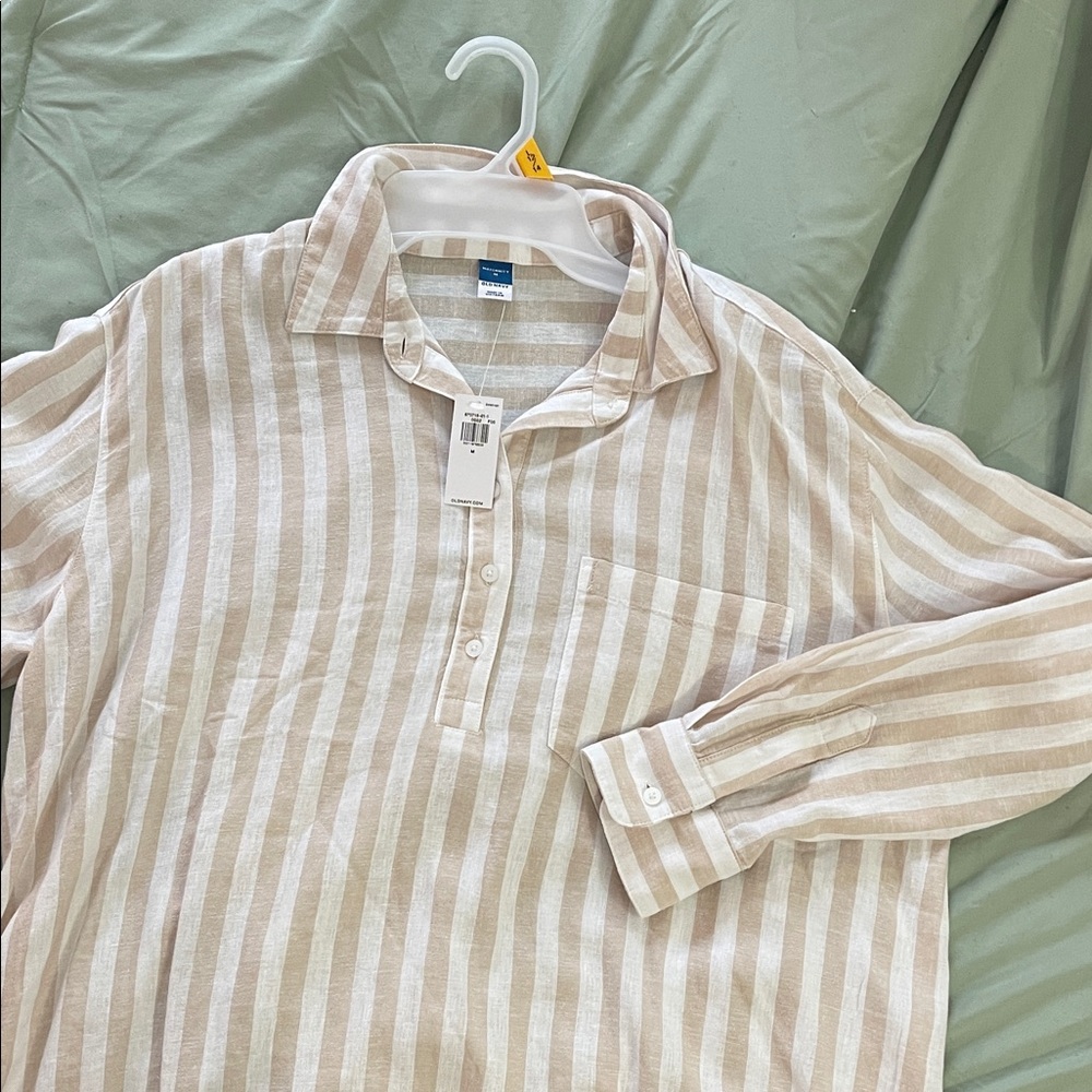 Old navy Beige and White Striped Casual Shirt